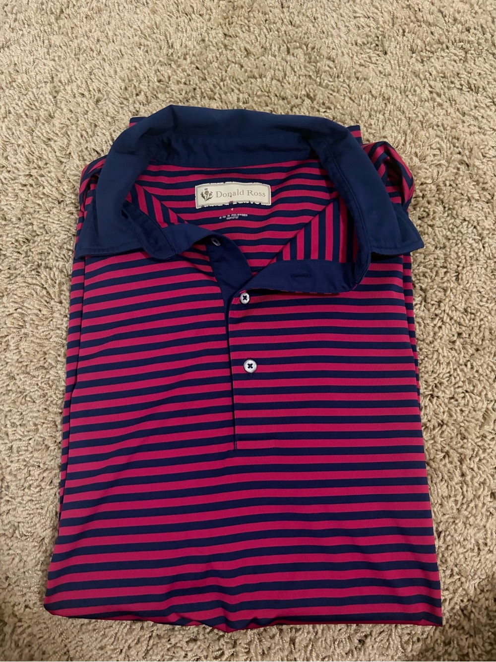 Donald Ross Navy & Red Striped Polo